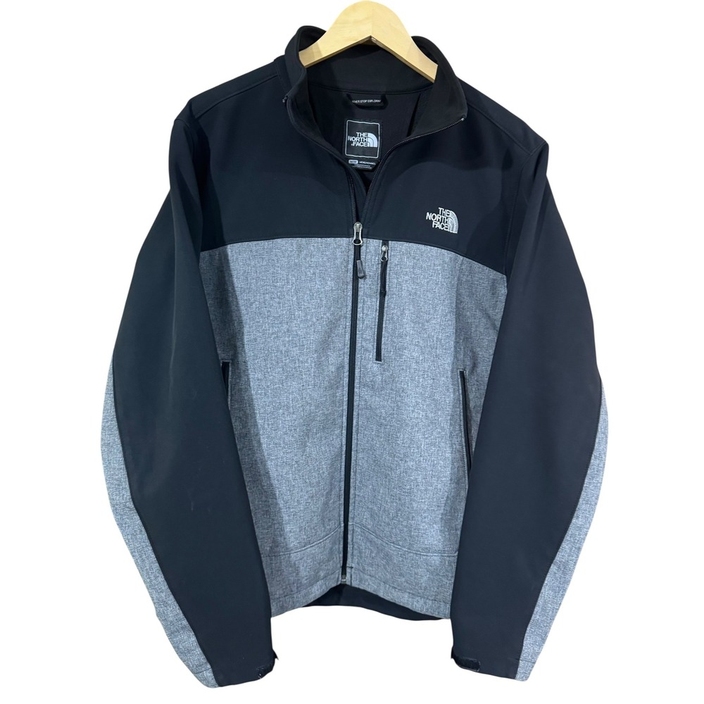 The North Face Mens Apex Bionic 2 Jacket Coat Gray Black Full Zip SZ‎ M